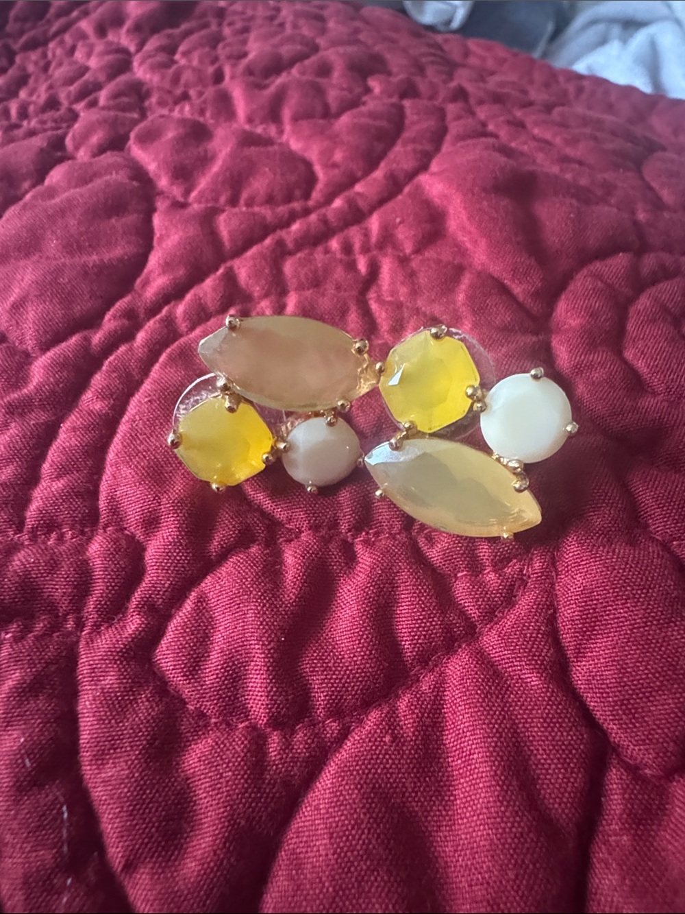 kate spade Yellow & Cream Multi-Stone Gold-Tone Cluster Earrings